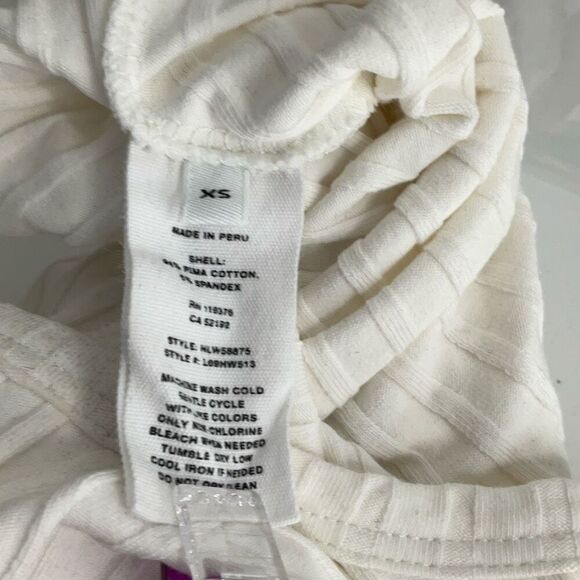 Helmut Lang Ivory Ribbed Uneven Hem Pima Cotton Blend Short Sleeve Knit Top XS - Picture 7 of 7